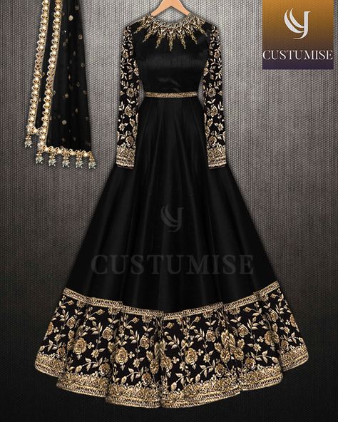 Black Gown Dress, Indian Gown, Velvet Dress Designs, Frock Fashion, Pakistani Fancy Dresses, Fancy Dresses Long, Beautiful Pakistani Dresses, Dress Design Patterns, Ghagra Choli