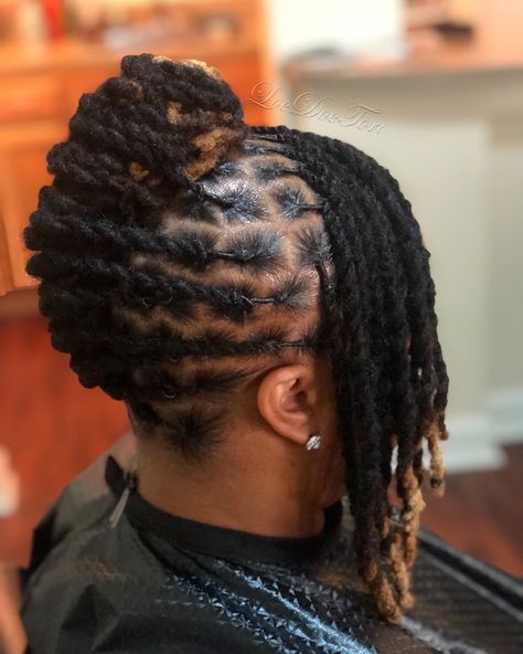 Loc Styles For Older Women, Two Stand Loc Style, Locs Mohawk Styles Women, Loc Styles With Bangs, Mohawk Locs For Women, Medium Locs Hairstyles, Medium Length Loc Styles, Elegant Loc Styles Black Women, Loc Mohawk Styles