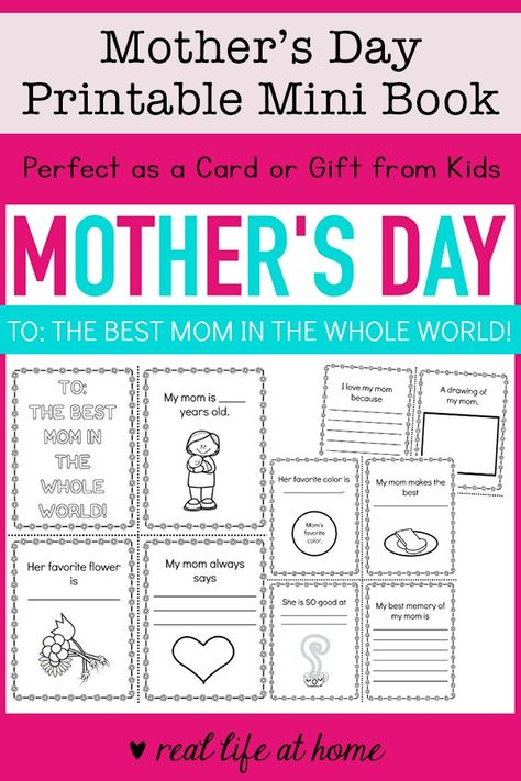 With this questionnaire Mother's Day Mini Book, children can work on telling all about their mom and showing her their love and appreciation. Kids can also color pictures throughout this Mother's Day-themed mini book. Mini Book Printable, Prek Lessons, Mothers Day Book, Books Diy, Mother's Day Printables, Mother's Day Projects, Mother's Day Activities, All About Mom, Activity Director