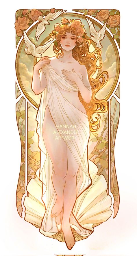 Hannah Alexander Artwork, Aphrodite Painting, Greek Mythology Stories, Hannah Alexander, Aphrodite Art, Venus Painting, Greek Goddess Art, Aphrodite Aesthetic, Witch Drawing