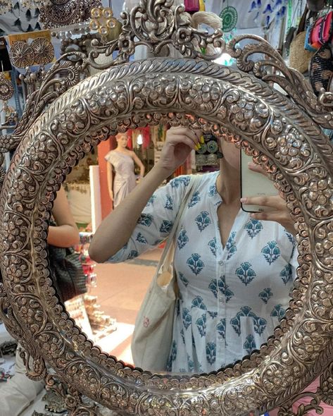 @hemanohwal Glow Up Era, Indian Mirror, Mirror Selfie Aesthetic, Mirror Aesthetic, Desi Love, Selfie Aesthetic, Indian Pictures, Casual Frocks, Royal Aesthetic