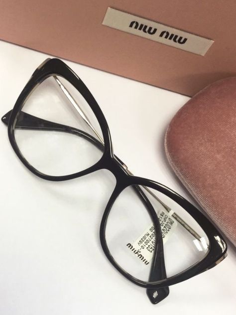 Miu Miu Glasses Eyewear, Black Eyeglasses For Women, Clear Glasses Frames Women, Black Specs, Glasses Frames Trendy, Classy Glasses, Miu Miu Glasses, Black Eyeglasses Frames, Glasses Inspiration