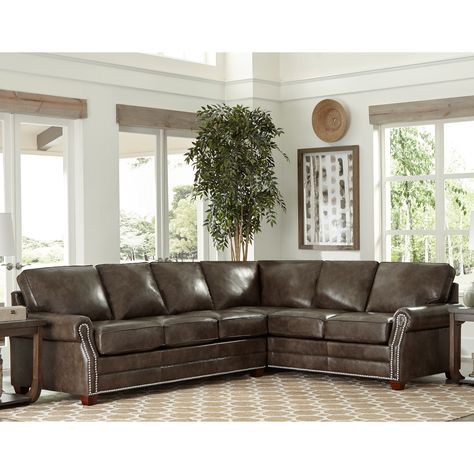 Provide plenty of comfy seating for larger groups with this top-of-the-line top grain leather sleeper sectional sofa. Genuine Leather Sectional, Top Grain Leather Sectional, Brown Sectional, Grey Sectional Sofa, Leather Sectional Sofas, Grey Sectional, Leather Sectional Sofa, Sleeper Sectional, Cabin Living