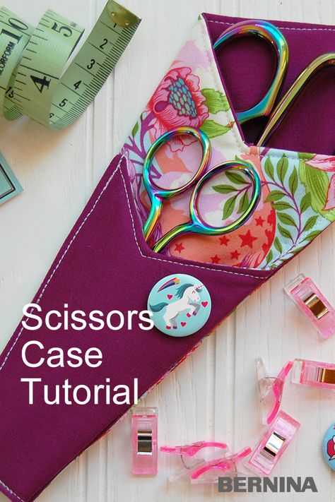 Stitch a simple case to keep your favorite sewing scissors safe and secure! This is a great project for using larger scraps or fat quarters, and you can stitch one up in just about an hour. Print out the free PDF pattern and follow along with the Scissors Case Tutorial to get started. #sewing #scissors #case #holder #tools #free #pattern #tutorial Scissor Case Tutorial, Scissor Case Pattern, Sewing Machine Tension, Scissors Case, Scissor Case, Sewing Scissors, Techniques Couture, Small Sewing Projects, Fabric Scissors