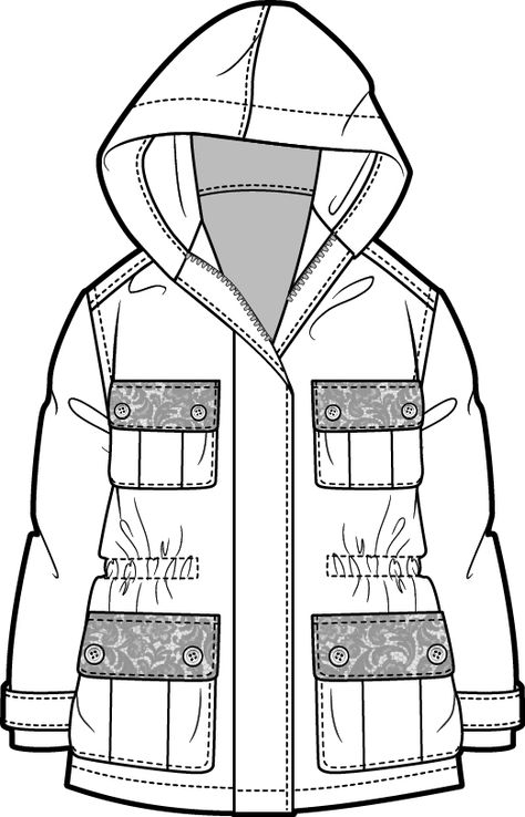 Pretty_military_jacket Technical Sketch, Fashion Sketch Template, Fashion Vector, Flat Drawings, Fashion Design Template, Clothing Sketches, Make Your Own Clothes, Garment Pattern, Fashion Sketchbook