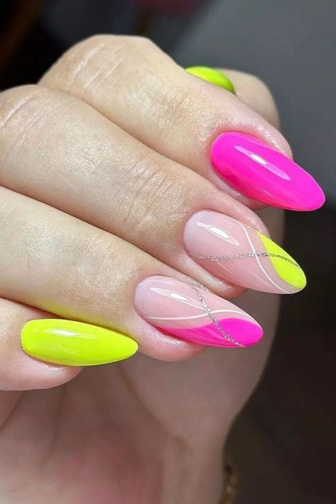 Neon Nail Art Designs, Bright Summer Acrylic Nails, Beach Nail Art, Unghie Nail Art, Summer Nails Beach, Bright Summer Nails, Summer Acrylic Nails, Trendy Nail Design, Summer Nails Colors