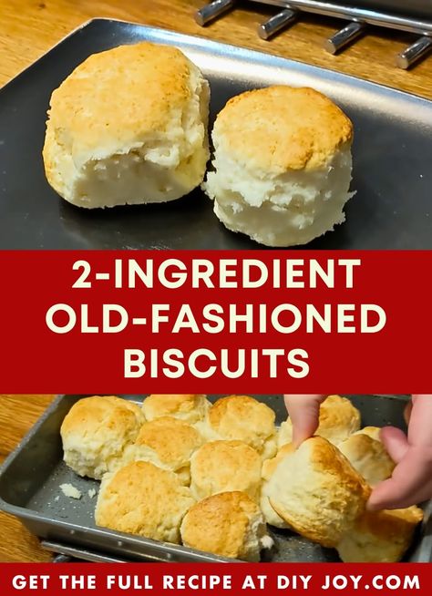 2-Ingredient Old Fashioned Biscuits via @diyjoycrafts 2 Ingredient Biscuits, Best Homemade Biscuits, Easy Dinner Sides, Homemade Biscuit, Apple Butter Crock Pot, Easy Biscuit Recipe, Cream Biscuits, Biscuits Easy, Mini Sandwiches