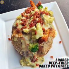 Loaded Deep-Fried Baked Potatoes • deepfriedhoney Deep Fried Baked Potato, Loaded Fried, Black Grandma, Cheddar Sauce, Deep Fried Potatoes, Deep Fried Recipes, Fried Recipes, Stuffed Potatoes, Making Baked Potatoes