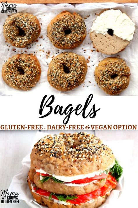 An easy homemade gluten-free bagel recipe for big, soft and chewy bagels. The recipe has a dairy-free and Vegan option. #bagels #glutenfreerecipes #dairyfree #vegan #recipes #healthyrecipes #glutenfree #weightlossfood #wellnesstips #healthylifestyle #dinnerrecipe Vegan Bagels, Gluten Free Bagel Recipe, Pillsbury Gluten Free, Montreal Style, Vegan Bagel, Canadian Cuisine, Boys Food, Gluten Free Bagels, Pan Sin Gluten