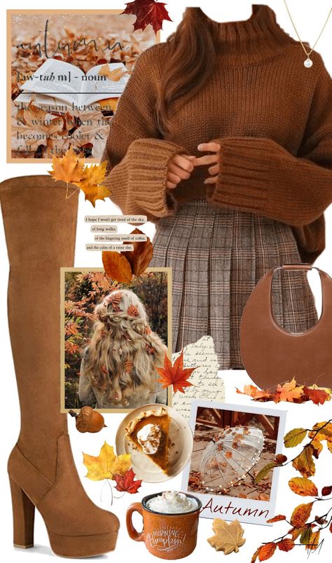 autumn leaves Autumn Leaves Outfit, Leaves Outfit, Outfit Polyvore, Autumn Foliage, Outfit Inspired, Platform Block Heels, Brown Outfit, Framing Photography, Class Projects