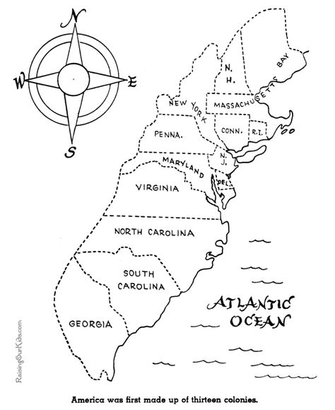 The Thirteen Colonies history coloring pages for kid 026 13 Colonies Map Printable Free, 13 Colonies Flag, 13 Colonies Map, History Coloring Pages, American History Activities, History Printables, American History Timeline, Thirteen Colonies, Social Studies Notebook