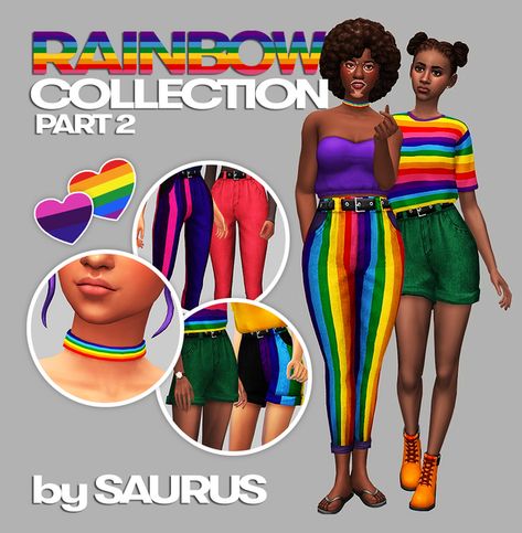 🌈Rainbow Collection (Part 2)🌈 | Saurus on Patreon Sims Pride Cc, Sims 4 Cc Kidcore Clothes, Sims 4 Cc Pride Clothes, Ts4 Pride Cc, Rainbow Sims 4 Cc, Sims 4 Cc Colorful Clothes, Sims 4 Cc Kidcore, Sims 4 Kidcore, Gay Sims 4 Cc