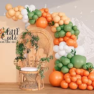 Balloon arch - Sage Green Orange Orange Balloon Arch, Cutie Party, Cutie Is On The Way, Balloon Arch Diy, Blush Balloons, Orange Baby Shower, Birthday Party Background, Orange Balloons, Orange Citrus