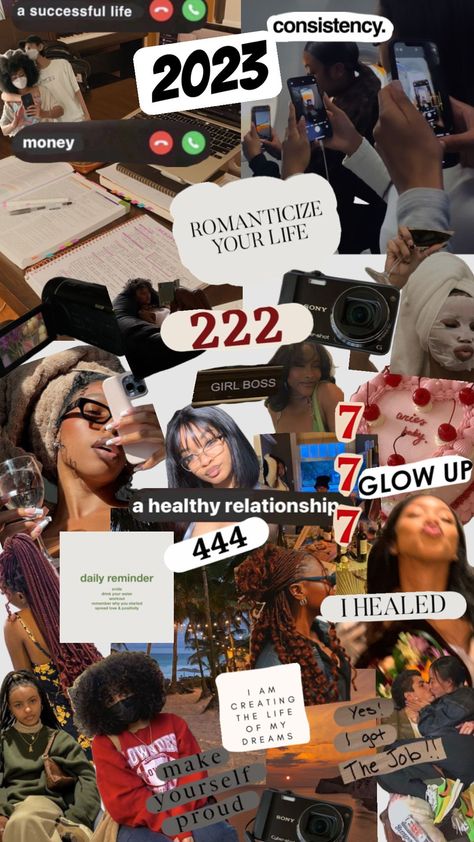 #2023visionboard #visionboard #2023 #newyear #aesthetic #blackgirl Blackgirl Aesthetics, Newyear Aesthetic, Aries Baby, Vision Board Pictures, Remember Why You Started, Life Balance, Daily Reminder, Healthy Relationships, Your Aesthetic