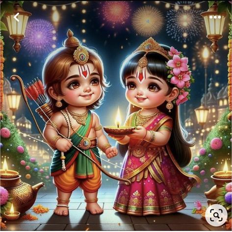 Diwali With Krishna, Ram Sita Diwali, Dp For Whatsapp Dark, Shree Ram Photos, Ram Sita Photo, Good Night Cat, Ram Sita, God Krishna, Diwali Photos