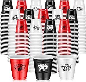 Ziliny 150 Pcs Casino Party Cups Casino Theme Party Decorations 2 oz Plastic Shot Glass Casino Poker Tumbler Cups for Casino Party Event Wedding Decorations Casino Poker Game Themed Supplies Poker Party Ideas Casino Night, Casino Night Party Gifts, Casino Themed Vases, Gambling Night Casino Party, Casino Theme Party, Casino Cups, Casino Theme Party Decorations, Casino Table, Casino Party Decorations