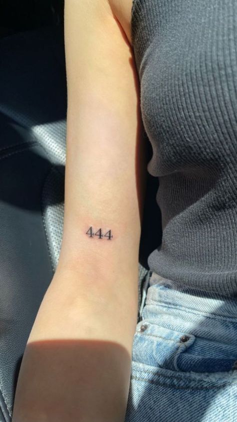 Decode the universe: 444 tattoo meaning. Explore the mystical significance behind this triple numeric ink, connecting with cosmic energies. | #Cute_444_Tattoos #444_Tattoo_Women #444_Meaning_Tattoo_Best_Friend #444_Meaning_Tattoo_Couples 444 Design Tattoo, Cute 444 Tattoos, 444 Meaning Tattoo Best Friend, 444 Meaning Tattoo Couples, 773 Tattoo, Tiny Cool Tattoos, Small 444 Tattoo, Tattoo Ideas Universe, 444 Angel Numbers Tattoo