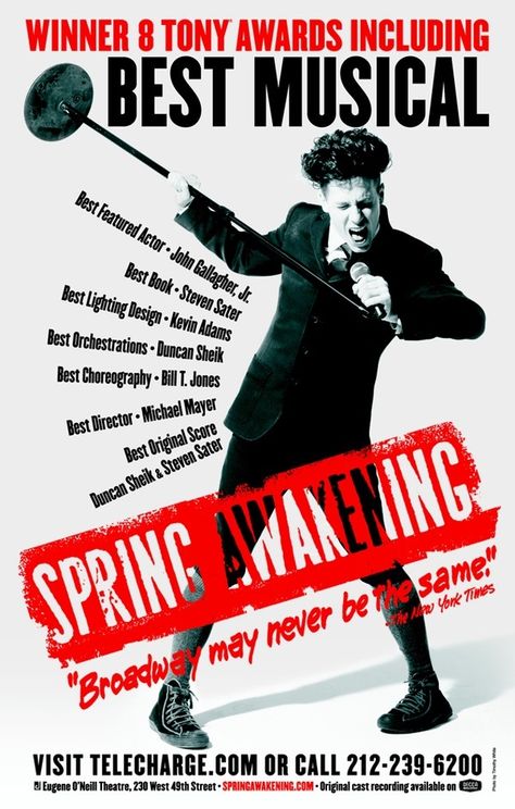 Spring Awakening Poster, Spring Awakening Broadway, Spring Awakening Musical, Broadway Poster, John Gallagher Jr, Broadway Posters, Theatre Posters, Theater Poster, Lea Michelle