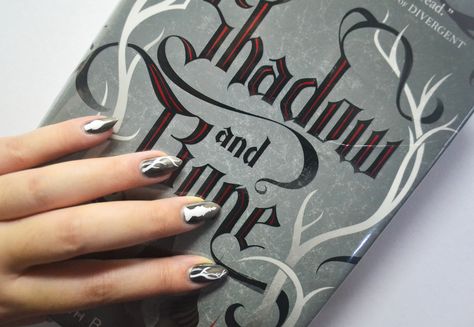 Nails inspired by Leigh Bardugo's Shadow and Bone. #nailart #manicure #bookinspired #nails #nail #book Nail Art Books Inspired, Shadow And Bone Nails, Bone Nails, Book Nail Art, Book Nails, Cartoon Nails, Nails Inspired, Shadow And Bone, Dark Romance Books