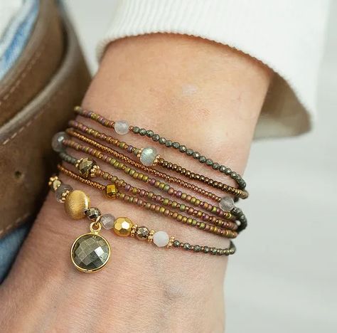 Pyrite Bracelet, MIDSUMMER BIRTHSTONE, Pyrite, Moonstone, Labradorite, Hematite, Wraps 7 times, Wrap Bracelets Long Seed Bead Necklace, Crazy Jewelry, Layering Bracelets, Pyrite Pendant, Pyrite Bracelet, Multi Wrap Bracelet, Bracelet Layering, Peridot Bracelet, Handmade Gemstone Jewelry