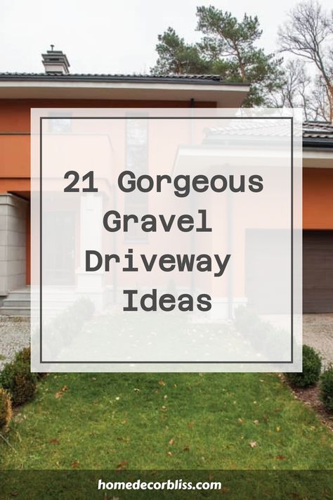 Explore these 21 stunning gravel driveway ideas to elevate your home's curb appeal. From modern designs to rustic charms, find inspiration to transform your driveway into a beautiful focal point of your property. Whether you prefer sleek minimalism or cozy cottage vibes, there's a gravel driveway idea here for every style. Enhance the exterior of your house with these gorgeous and practical design concepts that will leave a lasting impression on visitors and passersby alike. Upgrade your drivewa Rock Driveway Ideas Front Yards, Outdoor Driveway Ideas, Driveway No Garage, Split Driveway Ideas, Driveway Lining Ideas, Extra Parking In Front Yard, Circular Driveway Ideas Front Yards, Wide Driveway Ideas, Grey Gravel Driveway