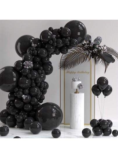 Holiday Party Decorations Christmas, All Black Party, Black And White Balloons, Black Party Decorations, Halloween Balloons, Gender Reveal Party Decorations, Birthday Balloon Decorations, Black Balloons, 30th Birthday Parties