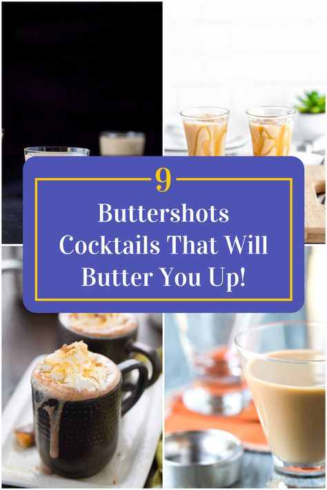 Collage of 4 buttershots cocktails. Buttershots Recipes, Buttershots Drinks Cocktails, Butter Rum Drink, Butterbeer Cocktail Recipe, Butter Ripple Schnapps Shots, Cocktails With Chocolate Bitters, Magic Bullet, Cocktails To Try, Boozy Drinks