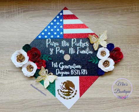 Custom Mexico Graduation Cap Topper Graduation Cap Topper Para Mis Padres Graduation Cap Topper Sunflower Roses Graduation Cap Topper by MiasBoutiqueGifts on Etsy Custom Graduation Caps, Material Flowers, Graduation Cap Toppers, Graduation Cap Designs, Custom Caps, Graduation Photoshoot, Cap Designs, Grad Cap, Graduation Day