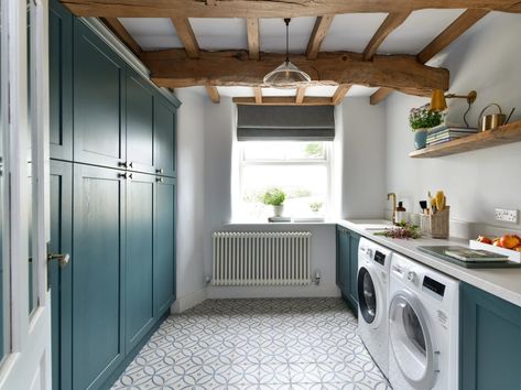 Channel 4. George Clarke's Old House, New Home | Armac Martin | Blog | Armac Martin Country Style Utility Room, Sage Utility Room, Sage Green Utility Room, Sage Green Laundry Room, Mud Area, Amazing Kitchens, Small Utility, Laundry Ideas, Georgian House