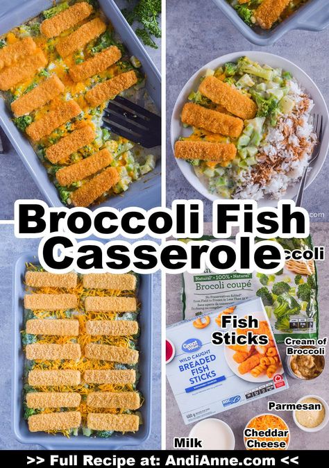 This broccoli fish stick dinner is perfect for busy nights when you want something easy. Frozen broccoli is added to a creamy sauce made from cream of broccoli soup, milk, and cheese. Everything is topped with frozen fish sticks for an easy all-in-one dinner. Meals With Fish Sticks, Fish Stick Dinner Ideas Meals, Fish Sticks Dinner, Fish Stick Recipes, Fish Stick Dinner Ideas, Recipes With Fish Sticks, Fish Sticks Recipes, Fish Stick Casserole, Frozen Fish Recipes