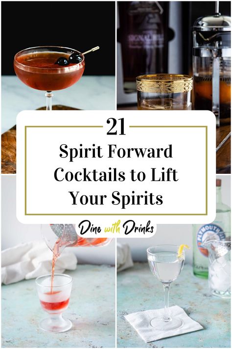 Collage of 4 spirit forward cocktails. Spirit Forward Cocktails, Mixer Recipes, Good Spirits, Mixology, Best Recipes, Mixed Drinks, Good Time, Something Special, Cocktail Recipes