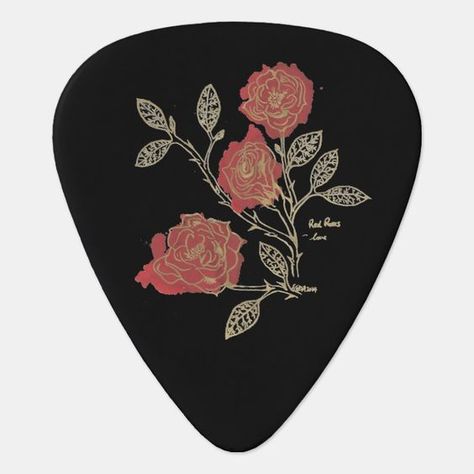 cool guitar Guitar Pick Art, Guitar Picks Diy, Black Guitar Pick, Inkblot Art, Cool Guitar Picks, Roses Artwork, Black Guitar, Cheap Guitars, Roses Black