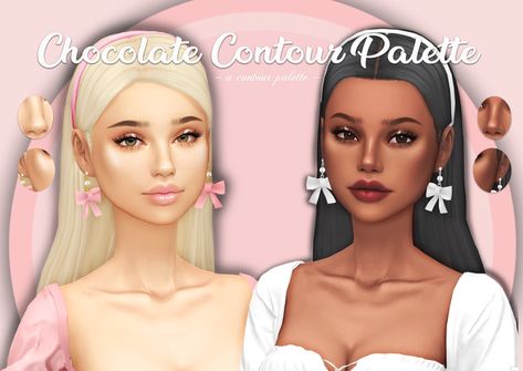 🍫 CHOCOLATE CONTOUR PALETTE 🍫 | Lady Simmer on Patreon Lady Simmer, Nose Highlight, Makeup Cc, Sims 4 Cc Makeup, Sims 4 Body Mods, Nose Contouring, Sims 4 Mm, Sims 4 Cc Packs, Sims Hair