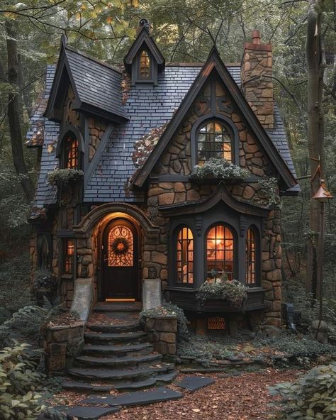 Gothic Cottage, Witchy Cottage, Magical Library, Fairytale Houses, Tiny Woman, Dreamy Decor, Fairytale House, Cozy Cottages, Cozy Homes