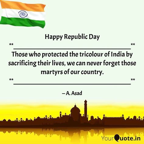 Best Thought and Poem: Happy Republic Day Poems Of Love, Patriotic Quotes, Quotes On Love, Happy Republic Day, Quotes On Life, Best Poems, Republic Day, Our Country, Quotes Quotes