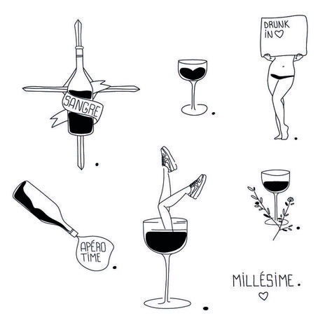 wine tattoo / bottle of wine tattoo / glass of wine tattoo / sangre / love wine / drunk in love / apéro time / glass of wine and leaves / millésime / black tattoo / ignorant tattoo / ignorant style tattoo / lyon tattoo / shop privé / tatoueuse lyonnaise / artwork / sketchbook / sneakers / woman in glass of wine / legs /féminine / vin / l'heure de l'apéro / christ cross Wine Matching Tattoos, Wine Flash Tattoo, Matching Wine Tattoos, Matching Wine Glass Tattoo, Bottle Of Wine Tattoo, In Vino Veritas Tattoo, Alcohol Tattoo Ideas, Glass Of Wine Tattoo, Drinking Tattoos