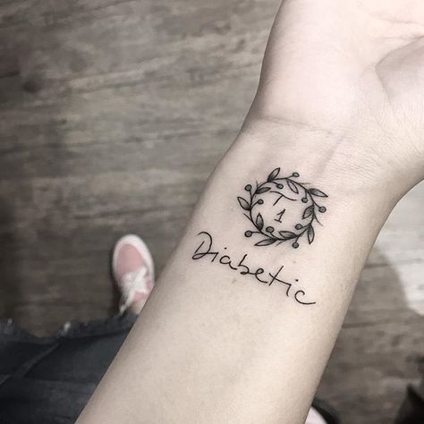 This is an exceptionally astonishing small important tattoo with diabetic composed on it alongside the circle of clears out. It gives expectation and quality and… T1d Tattoo, Medical Alert Tattoo, Rip Tattoo, Medical Tattoo, 4 Tattoo, 1 Tattoo, Meaningful Tattoos, A Tattoo, Future Tattoos