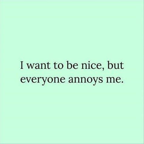 I want to be nice, but everyone annoys me Funny Quotes About People, People Annoy Me, Quotes About People, Funny People Quotes, Annoying People, Taurus Facts, About People, Intj, People Quotes