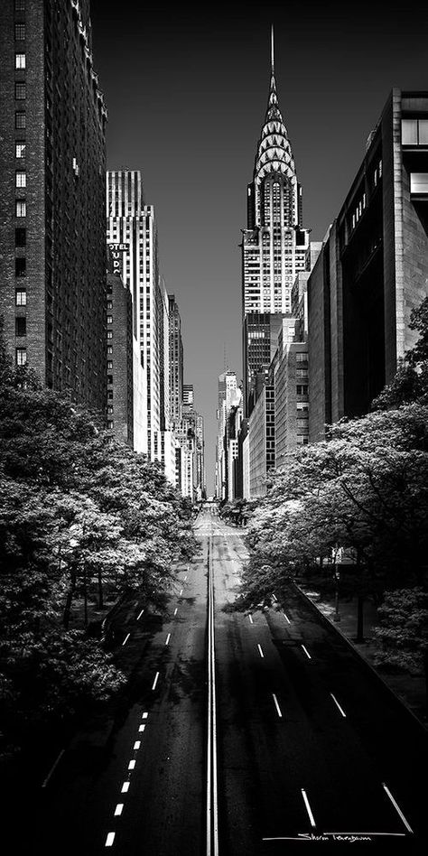 Architecture Photography Buildings, Ny Skyline, Black And White Fine Art, New York Wallpaper, Street Tattoo, Black And White City, Scenic Travel, Cityscape Photography, Chrysler Building