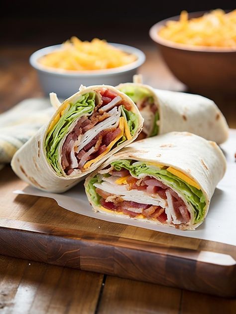 Unwrap a world of flavors with our Cheesy Ranch Turkey Wraps with Crispy Bacon! These delectable wraps combine savory deli-sliced turkey and crispy bacon with verdant lettuce and juicy tomatoes. Layered in a soft tortilla and laced with sharp cheddar cheese and seasoned with creamy ranch dressing, t Panini Recipes Healthy, Toasted Turkey, Turkey Wrap, Cheesy Ranch, Turkey Wraps, Creamy Ranch Dressing, Panini Recipes, Creamy Ranch, Deli Turkey