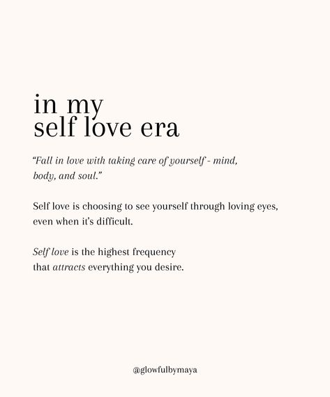 in my self love era • self love is the highest frequency that attracts everything you desire #selflove #selfcare #selfacceptance #abundance #lawofassumption #healingfromwithin #softlife #mindsetshifts #highestvibration #highestself • glowfulbymaya Self Love Activity, Love Is The Highest Frequency, Self Love Mantras, What Is Self Love, Self Love Aesthetic, In Love With Myself, Highest Frequency, Wellness Instagram, Pr Package