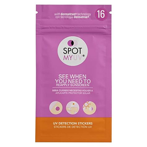 Amazon.com : SPOTMYUV 16-Pack UV Stickers for Sunscreen with Patented Dermatrue SPF Sensing Technology : Beauty & Personal Care Reapply Sunscreen, Bad Sunburn, Spray Sunscreen, Facial Sunscreen, Protector Solar, Makeup Skin Care, Kids Safe, Sunscreen, Beauty And Personal Care