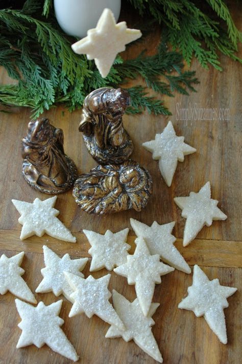 North Star sugar cookies Happy Birthday Jesus Party, Star Sugar Cookies, Nativity Story, Christmas Baking Recipes, Baking Items, The Nativity Story, Star Cookies, Cookie Party, The Nativity