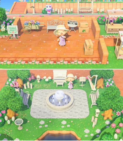 https://www.reddit.com/r/AnimalCrossingTours/comments/gfrh9n/my_trading_area_and_updated_marketplace_garden/ #ACNH #ACNHislandinspo #ACNHdesigns Acnh Trading Area, Acnh Marketplace, Animal Crossing, Animals