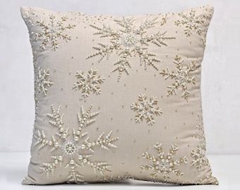 Glamorous Christmas Decor, Embellished Pillows, Glamorous Christmas, Modern Pillow, Contemporary Pillows, Luxury Contemporary, Burlap Pillows, Christmas Pillows, Holiday Pillows