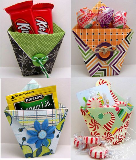 Diy Candy Boxes Treat Holder, Christmas Favours, Mini Boxes, Christmas Treats Holders, Diy Paper Bag, Circle Collage, Happy Thursday Everyone, Paper Bag Crafts, Tea Holder