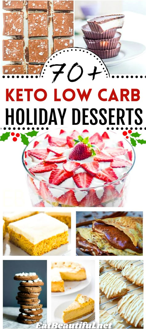 70+ Keto and Low Carb Holiday Desserts are so decadent and festive! Bars, pies, crepes, trifles, candies, fat bombs, cakes and so much more! | Eat Beautiful Recipes | holiday recipes | keto holiday dessert | keto holiday dessert recipes | keto holiday desserts christmas | keto holiday dessert low carb | keto christmas desserts | keto christmas recipes | low carb christmas treats | low carb christmas recipes | keto cookies || #keto #lowcarb #christmas #holiday #desserts #recipes #treats #cookies Holiday Desserts Cheesecake, Low Carb Holiday Desserts, Low Carb Christmas, Keto Holiday Recipes, Holiday Desserts Christmas, Low Carb Holiday, Keto Fudge, Keto Holiday, Breakfast Low Carb