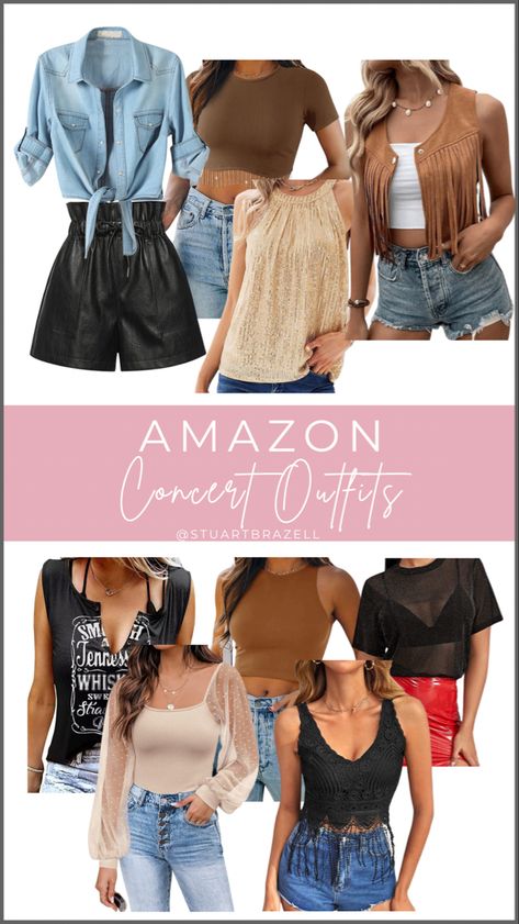 Concert outfit ideas from amazon Ashley Mcbryde Concert Outfits, Country Concert Outfit Amazon, Outfit Ideas For Summer 2023, Kane Brown Concert Outfit, Jelly Roll Concert Outfit, Outfits For Summer 2023, Carrie Underwood Concert Outfit, Carrie Underwood Concert, Outdoor Concert Outfit