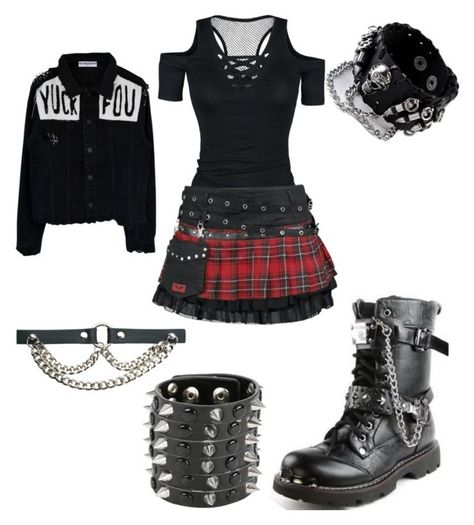 Hot Topic Outfits, Hot Topic Clothes, Stud Jewelry, Hot Topic, Short Sleeve Tee, Fashion Looks, Denim Jacket, Polyvore