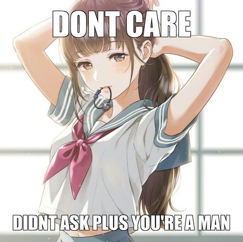 dont care didnt ask plus youre a man Didnt Ask Plus, Dont Care, Me Too Meme, Cute Memes, Lose My Mind, Funny Me, Reaction Pictures, Mood Pics, Anime Memes